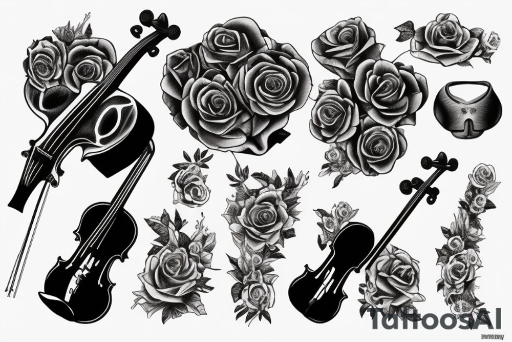 Violin made from roses tattoo idea