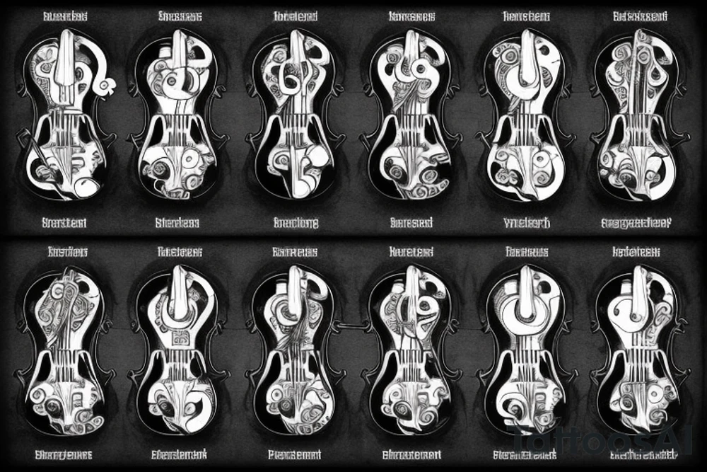 Steam-powered violin with deck made from roses tattoo idea Steam-powered violin with deck made from roses tattoo idea