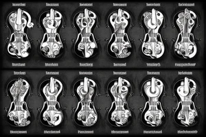 Steam-powered violin with deck made from roses tattoo idea
