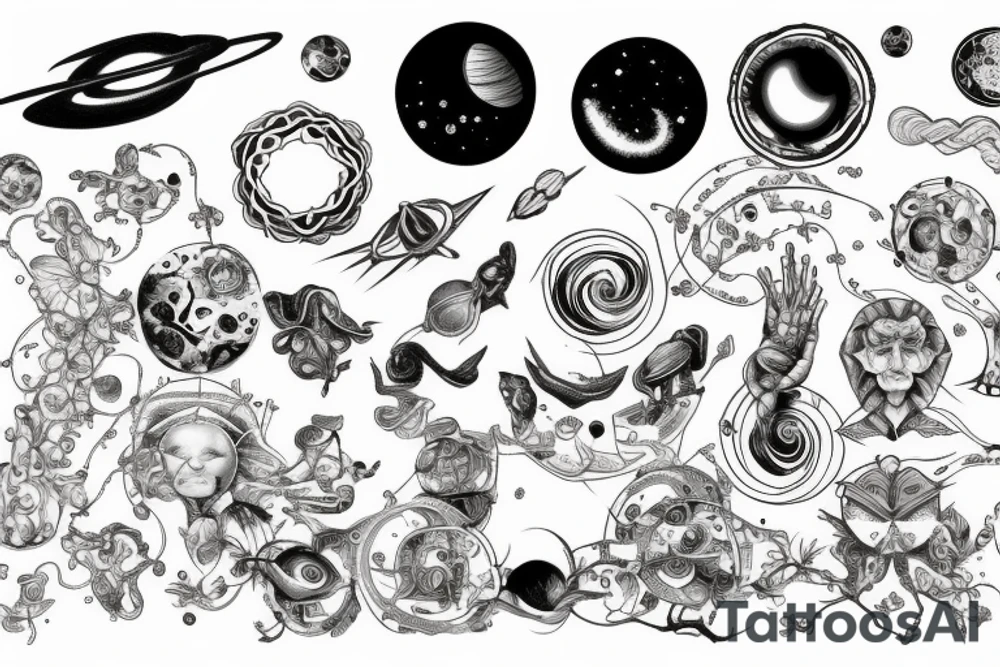 Universe, space time, infinity, humanity tattoo idea