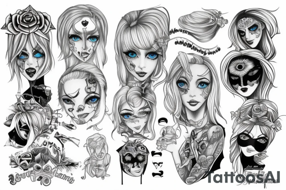 blonde hair blue eye angel woman with nefarious intentions and a good soul tattoo idea