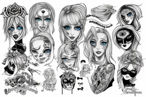 blonde hair blue eye angel woman with nefarious intentions and a good soul tattoo idea
