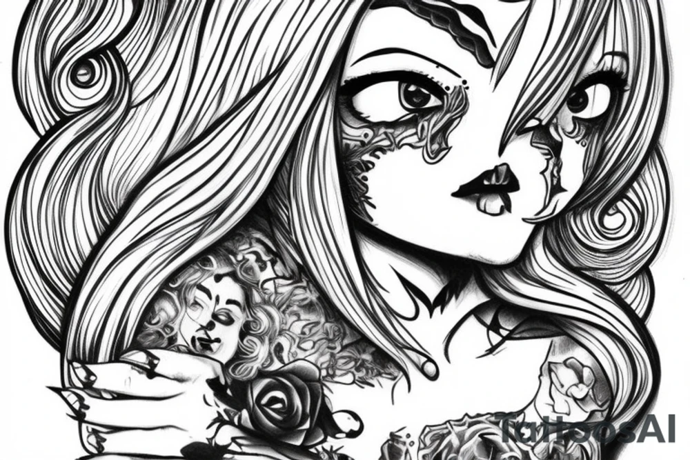 blonde hair blue eye angel woman with nefarious intentions and a good soul tattoo idea