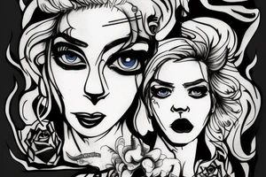 blonde hair blue eye angel woman with nefarious intentions and a good soul tattoo idea