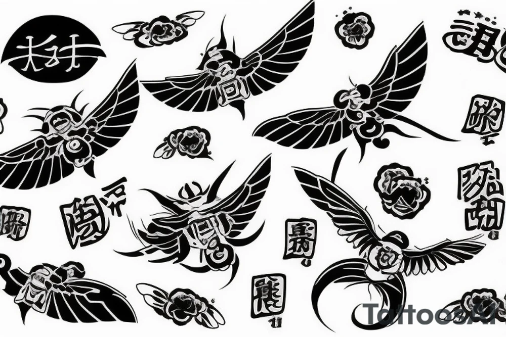 Japanese tattoo with kanji that says fly high tattoo idea