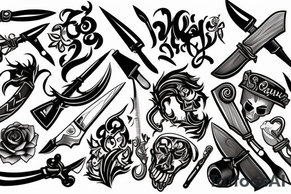 gay with knife tattoo idea