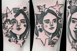 Memorial tattoo for two sisters age 32 & 1 year old. She was “my person” she liked stars and flowers + her signature tattoo idea