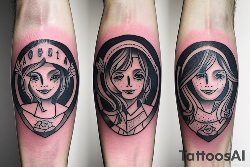 Memorial tattoo for two sisters age 32 & 1 year old. She was “my person” + space for her signature tattoo idea
