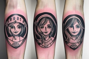Memorial tattoo for two sisters age 32 & 1 year old. She was “my person”  + space for her signature tattoo idea