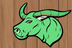 light green bull head made from wood, steam from nose, tattoo idea