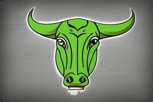 light green bull head made from wood, steam from nose, tattoo idea
