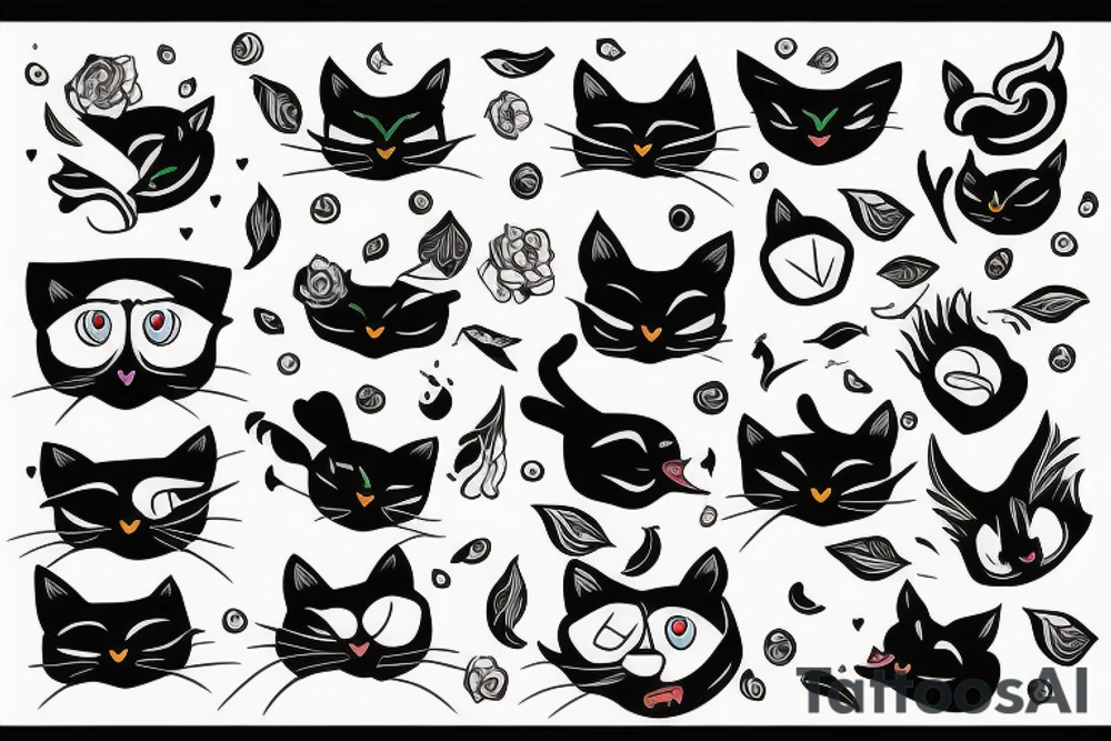 Black cat with a duck nose tattoo idea