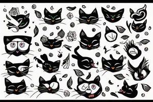 Black cat with a duck nose tattoo idea