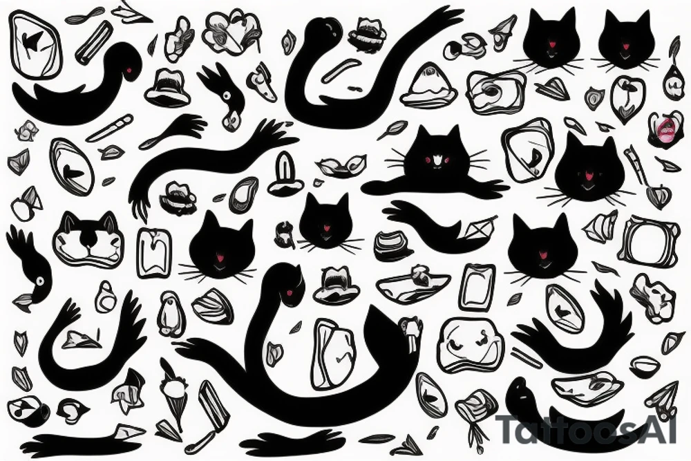 Black cat with a duck nose tattoo idea