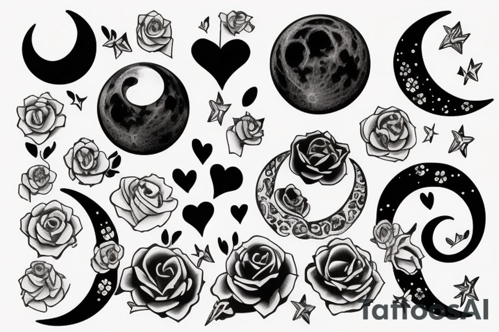 Combination of Love, freedom, moon tattoo idea