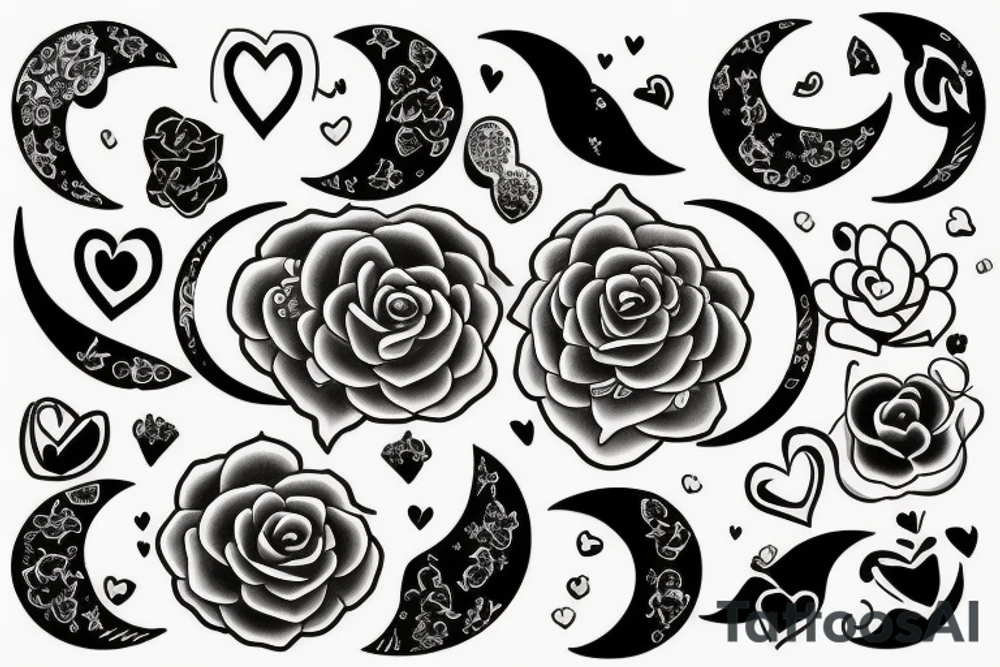 Combination of Love, freedom, moon tattoo idea