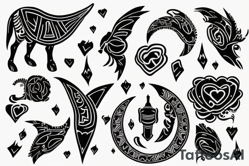 Combination of Love, freedom, moon tattoo idea