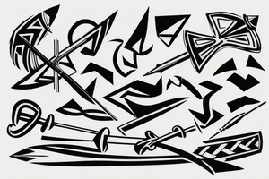 a bow and arrow pointing down tattoo idea