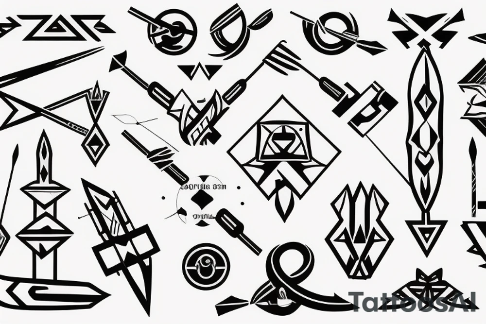a bow and arrow pointing down tattoo idea