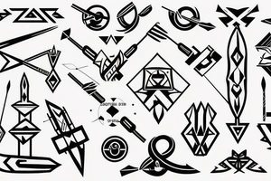 a bow and arrow pointing down tattoo idea