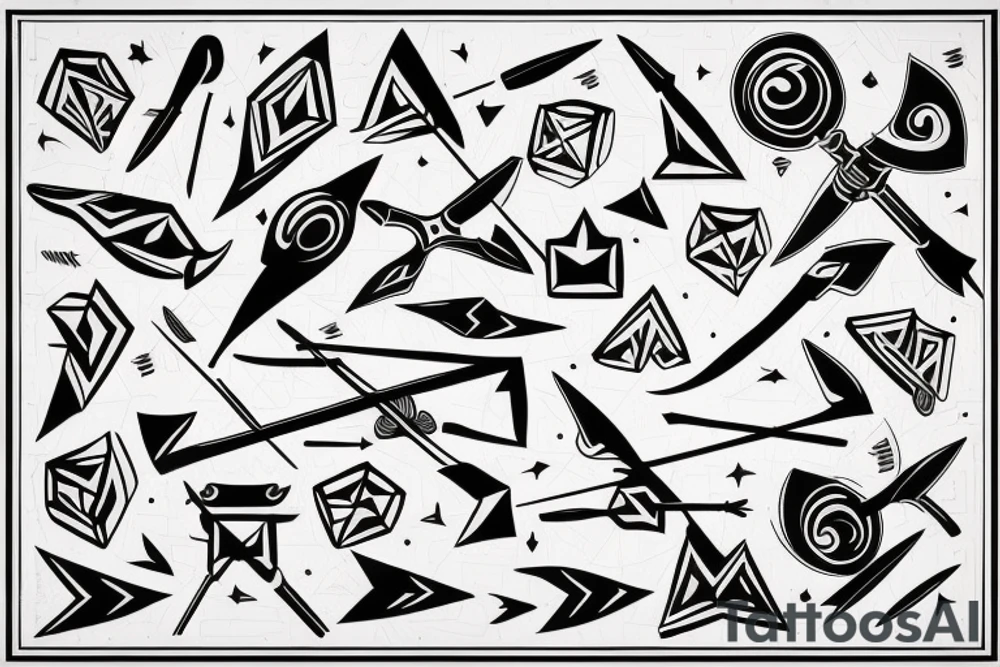 a bow and arrow pointing down tattoo idea