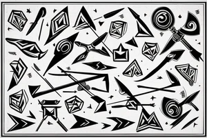 a bow and arrow pointing down tattoo idea