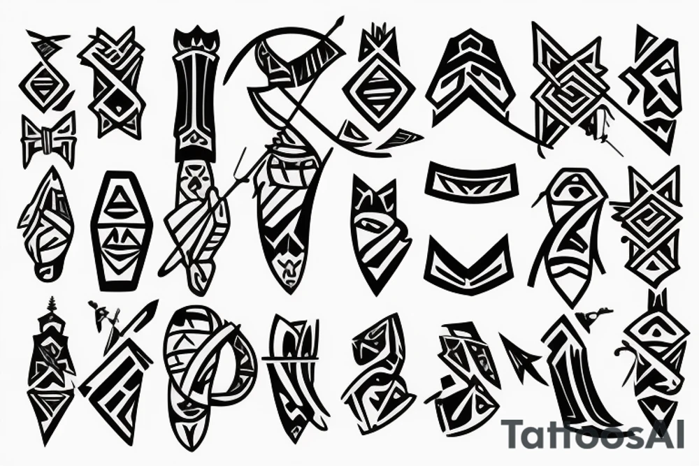 a bow and arrow pointing down tattoo idea