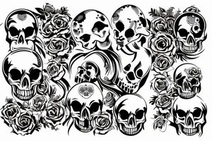 banner with "MEMENTO MORI" writing, hovering over a skull tattoo idea