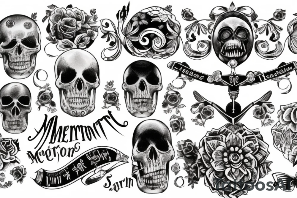 banner with "MEMENTO MORI" writing tattoo idea