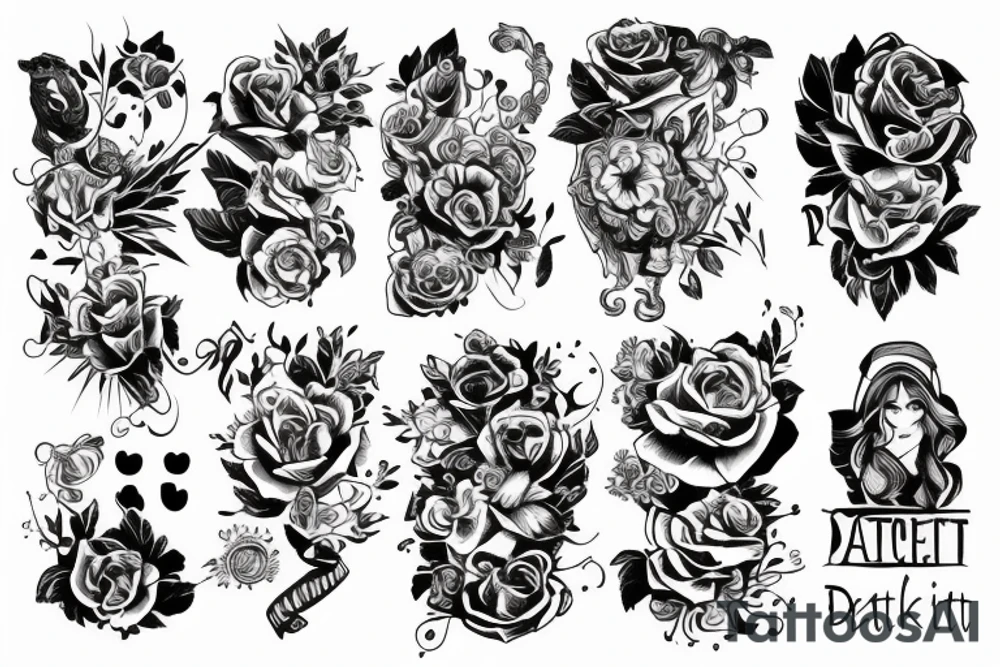 Дракон и цветы tattoo idea