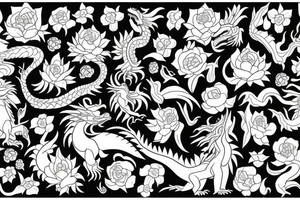 Dragon with flowers tattoo idea