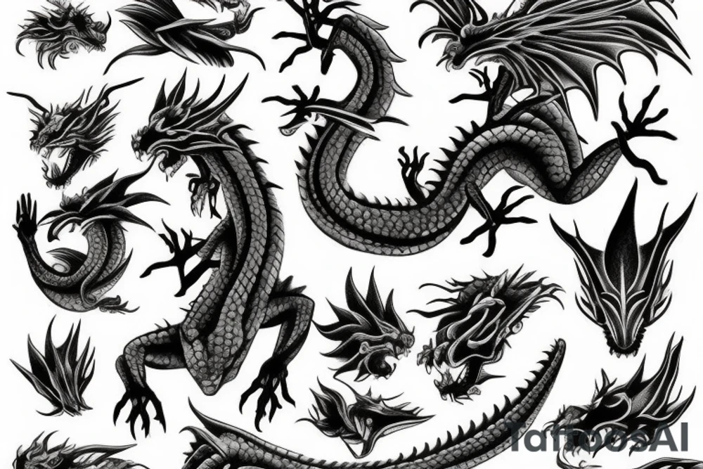 flower dragon tattoo idea