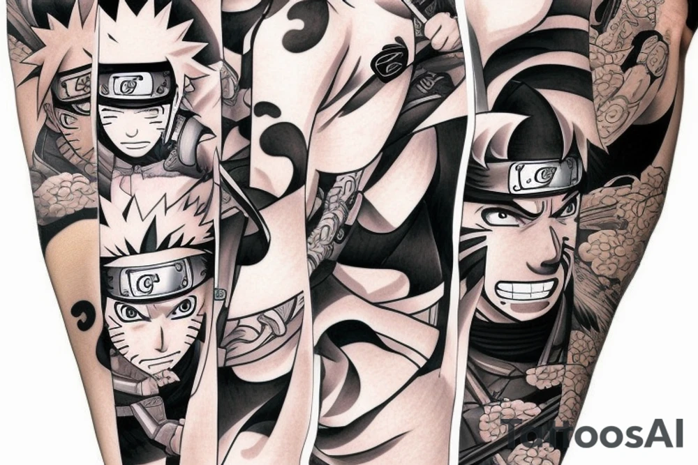 Naruto In Japanese style. full Sleeve tattoo idea