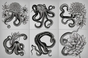 Octopus with Chrysanthemum around it tattoo idea