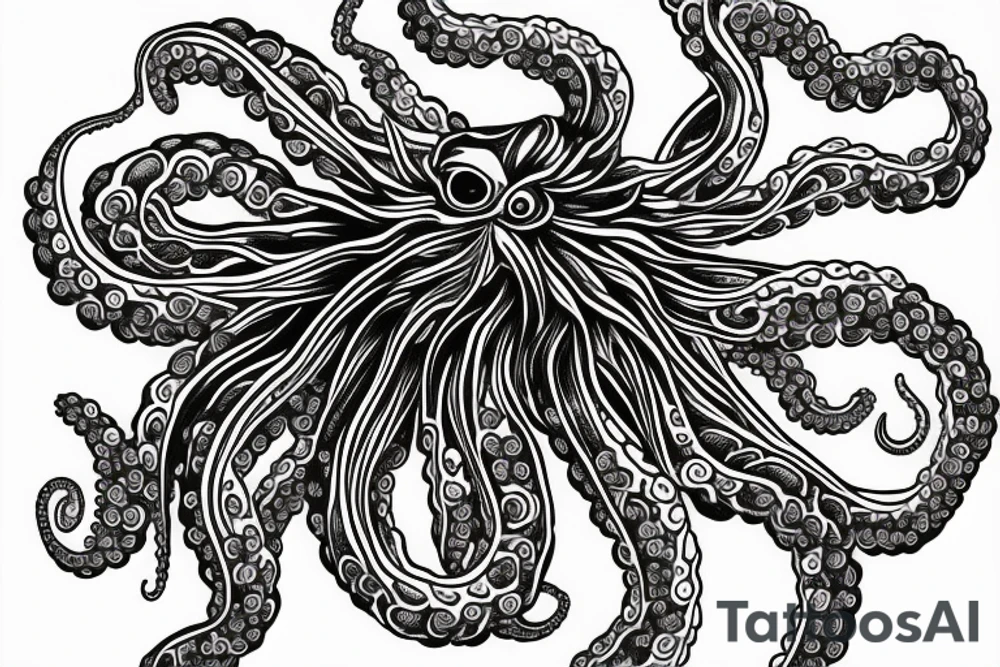 Octopus with Chrysanthemum around it tattoo idea
