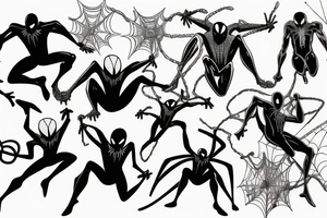 Spidey and ghost spider swinging in mid air tattoo idea