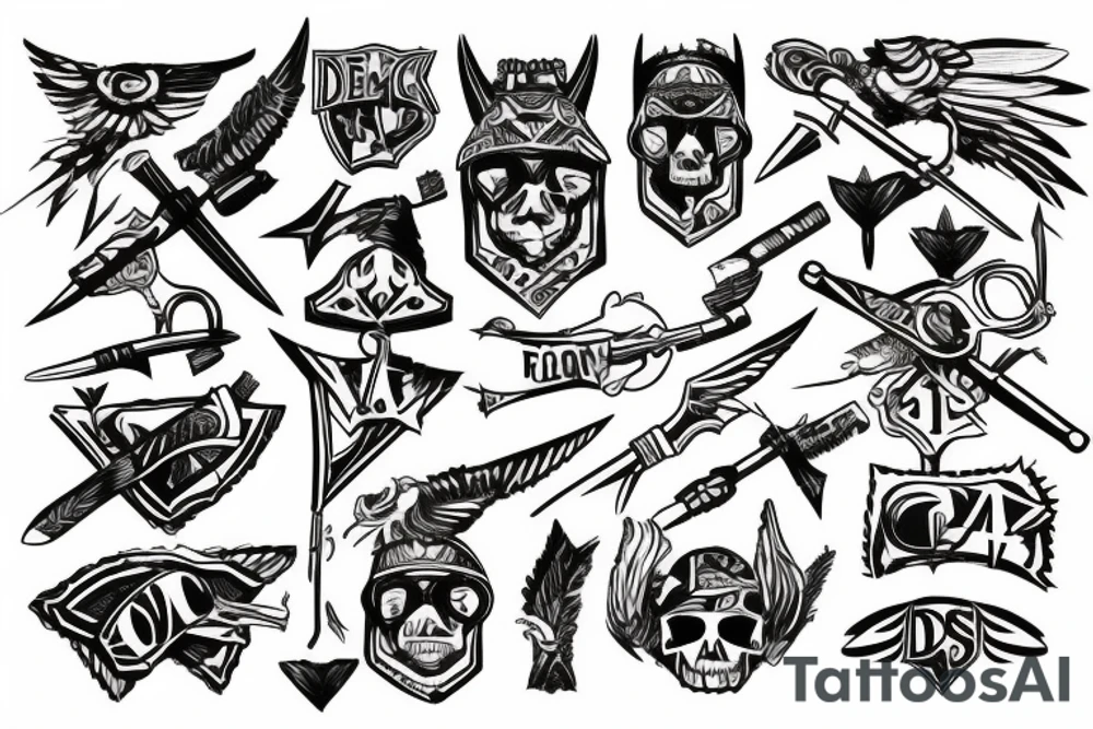 Letters EDC. Tomahawk tattoo idea