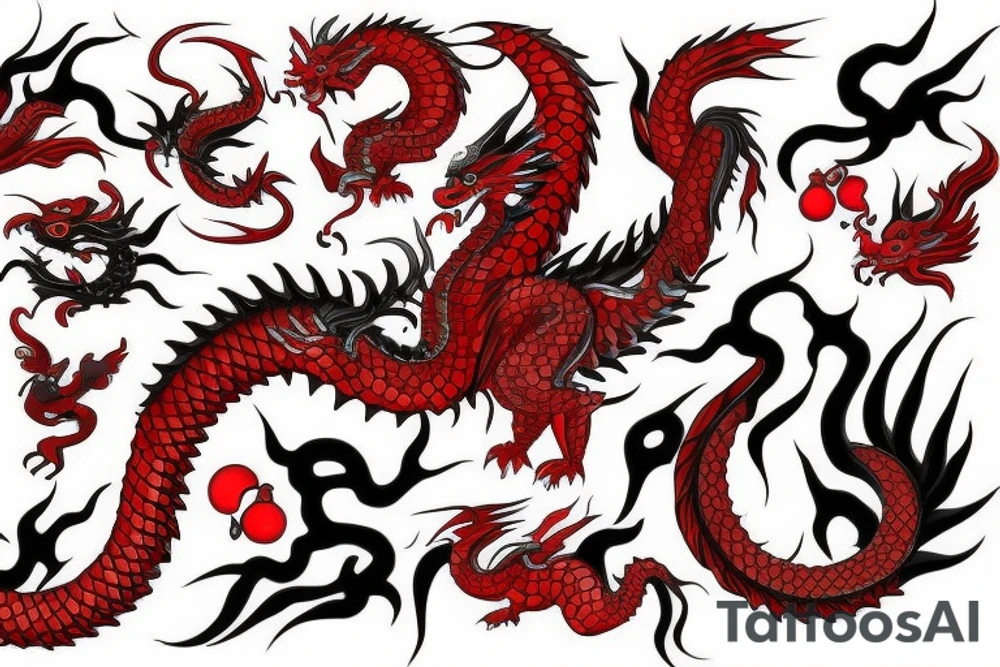 red dragon holding a jade pearl tattoo idea