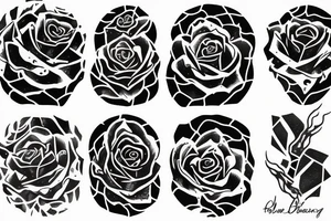 forest, dark time of day, human silhouette emerging from the rose water tattoo idea