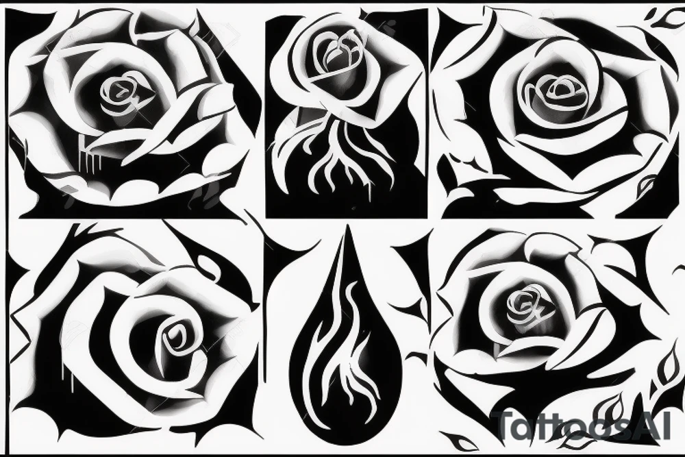 forest, dark time of day, human silhouette emerging from the rose water tattoo idea