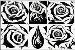 forest, dark time of day, human silhouette emerging from the rose water tattoo idea