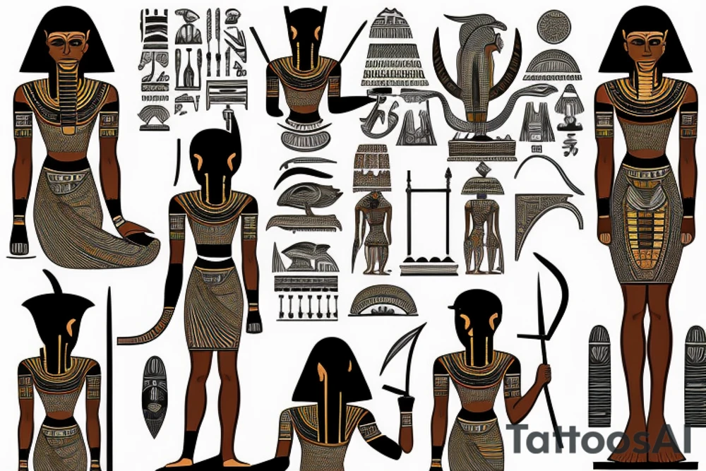 full back Tatoo ancient Egyptian theme. tattoo idea
