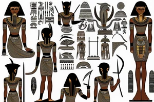 full back Tatoo ancient Egyptian theme. tattoo idea