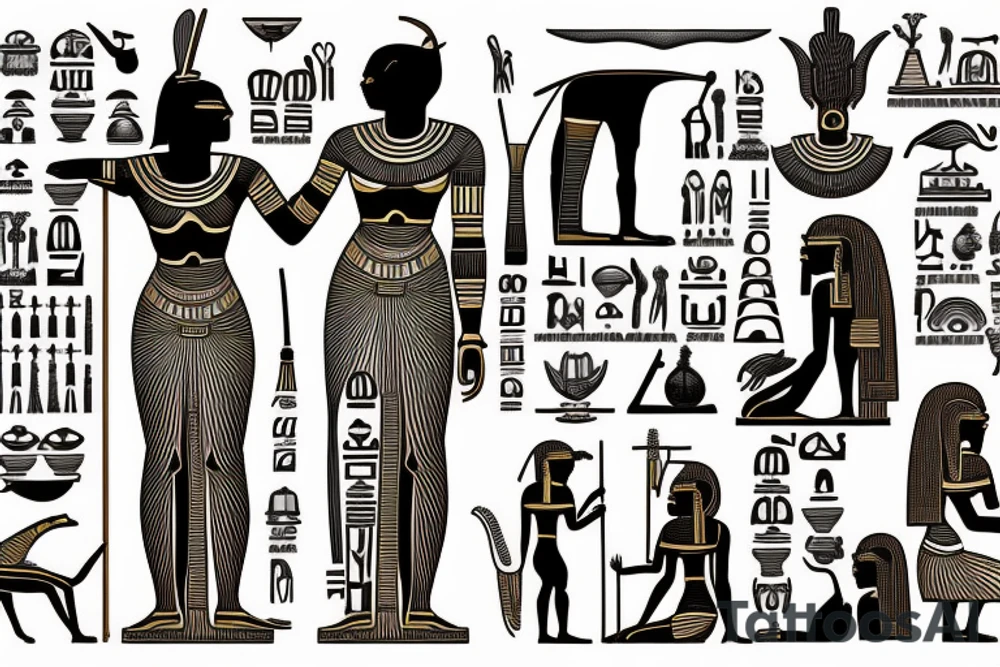 full back Tatoo ancient Egyptian theme. tattoo idea