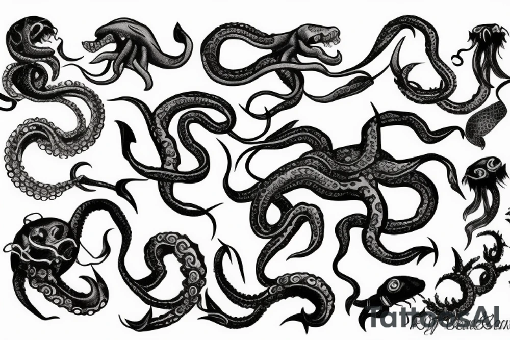 Kraken in the ocean tattoo idea