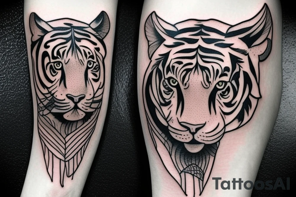 Buffalo plus tiger, a mix of both tattoo idea
