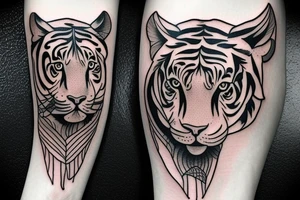 Buffalo plus tiger, a mix of both tattoo idea