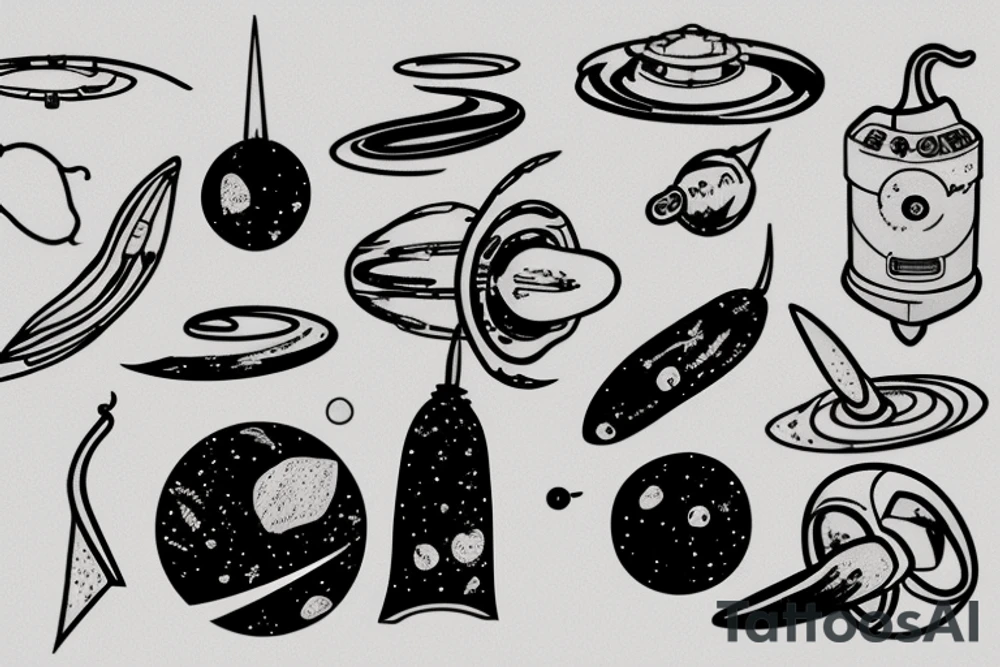 Minimalist space scene with a pepper and apollo tattoo idea Minimalist space scene with a pepper and apollo tattoo idea