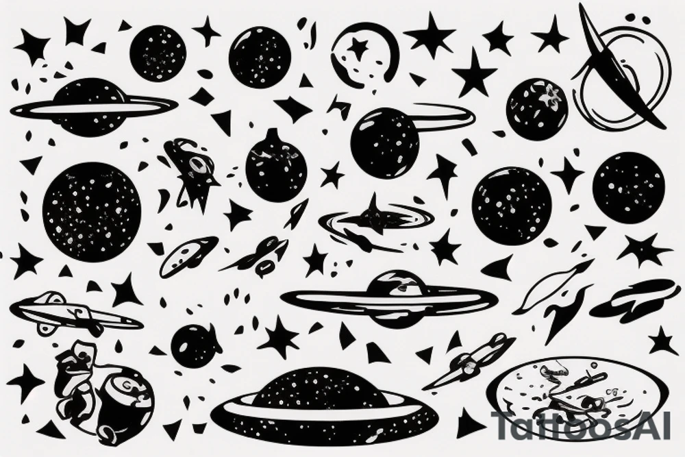 Minimalist space scene with a pepper and apollo tattoo idea Minimalist space scene with a pepper and apollo tattoo idea