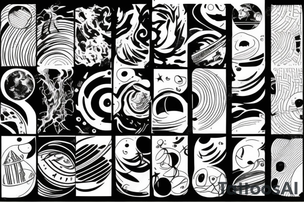 Planets and linework tattoo idea